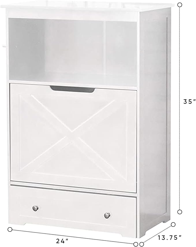 zoovilla Windsor Pet Feeders with storage - dog bowl stand, pet feeder station, White 13.78?D x 24.02?W x 35.04?H