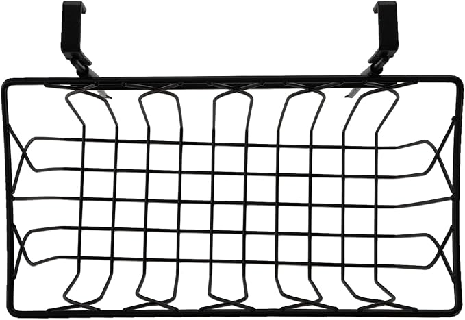 TOPZEA 2 Pack Grid Storage Baskets with Hooks, Metal Hanging Wire Basket Kitchen Over the Cabinet Door Organizer Caddy for Cutting Board, Kitchen Wrap, Foil, Cleaning Supplies, Bakeware, Towel