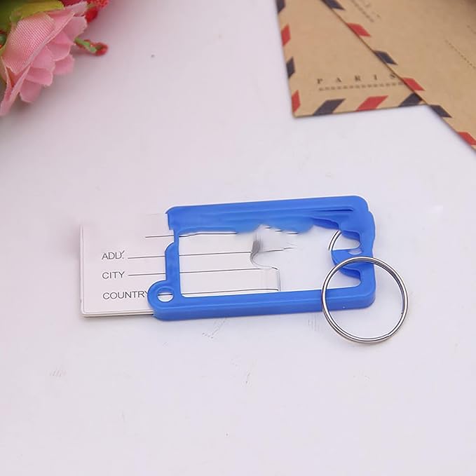 72PCS Plastic Key Tags, Colorful PP Key Labels with Circle and Label Window, Easy Recording Name Key Chain Key Identifiers for Pet Bag Clothes