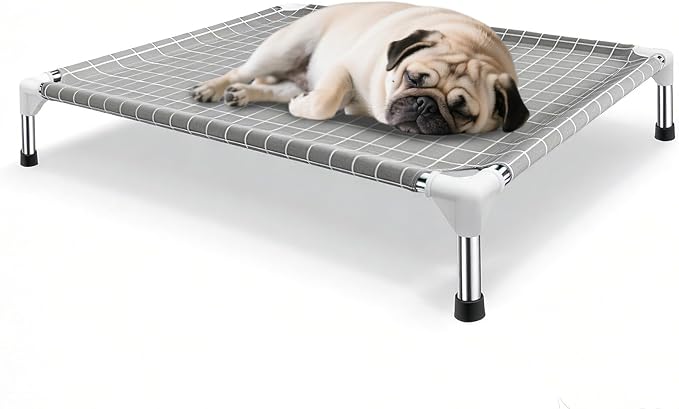 Elevated Dog Bed Pet Cot - Raised Dog Cots Beds for Medium Dogs | Detachable Dog Pet Bed, Indoor and Outdoor Use, Breathable cotton fabric, Sturdy Stainless steel frame,Non-Slip Feet