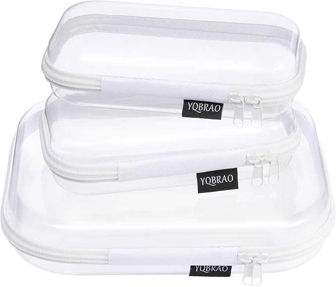 YQBRAO Clear Hard Shell Organizer Cases, Diaper Bag Organizer Pouches | Rigid 1.2 mm clear PET organizers with multi-size design for travel, home storage, and everyday essentials.
