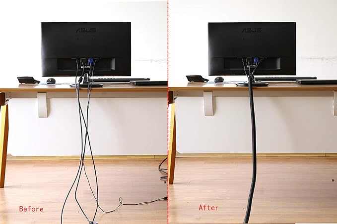 Alex Tech 10ft - 3/8 inch Cord Protector Wire Loom Tubing Cable Sleeve Split Sleeving For USB Cable Power Cord Audio Video Cable – Protect Cat From Chewing Cords - Black