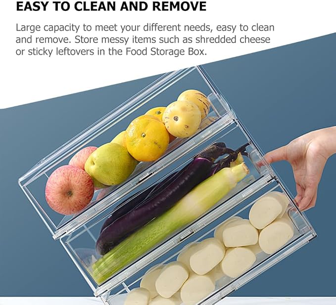 HOMSFOU Fridge Bin Freezer Organizer Bins Retractable Drawer for Cleaning Supplies