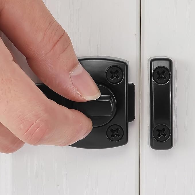 4 Pcs Black Rotating Bolt Latch,Zinc Alloy Cabinet Lock_S | Pet Door Lock, Barn Door Latch,for Drawer,Storage Box,Locker,Closet,Pet Cage,Wine Cabinet,Protect Privacy