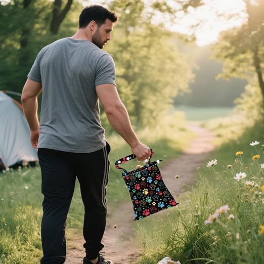 Cat Paw Strap Drawstring Car Trash Bag Hanging Garbage Bag with Snap Buttons Car Back Seat Trash Storage Portable Dustbin Vehicle Trash Can Bag for Vehicle Accessories Travel Camping
