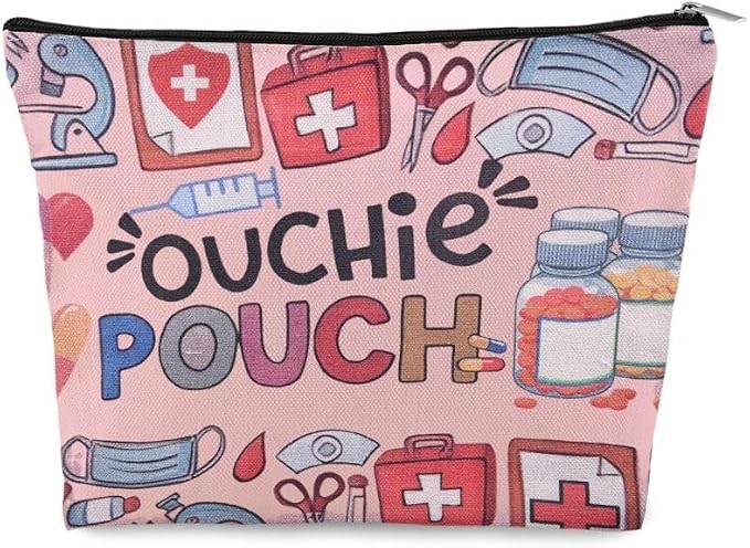 Small Ouchie Pouch Bag Canvas Medicine Storage Bags Wound Care Travel Bag Drug Storage Bags for Medicine First Aid Kit Zipper Pouches Emergency Pouch for Women Girls Doctor Nurse Pouches for Work