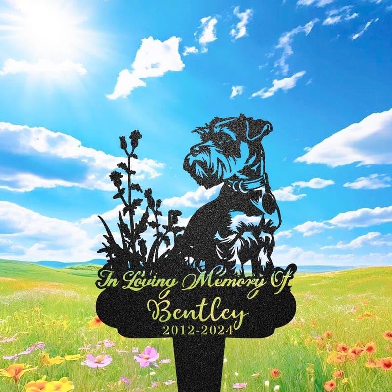 Personalized Miniature Schnauzer Dog Memorial Garden Stake, Sympathy Gift | Pet Memorial Gifts for Dogs, Grave Marker, Grave Decorations for Cemetery, Dog Dad Gifts, Back Yard, Garden Decor