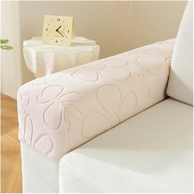 Sofa Arm Covers Set of 2 Squared, Non-Slip Arm Covers Protector for Dogs, Cats, Pets, Couch Armchair (C Beige)