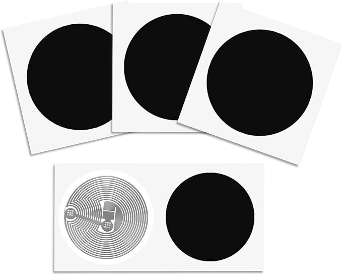 NFC Tags 50pcs, NTAG213 Chip, 25mm Round, Black, Adhesive, PET, 144 Bytes, Compatible with All NFC-Enabled Smartphones and Devices