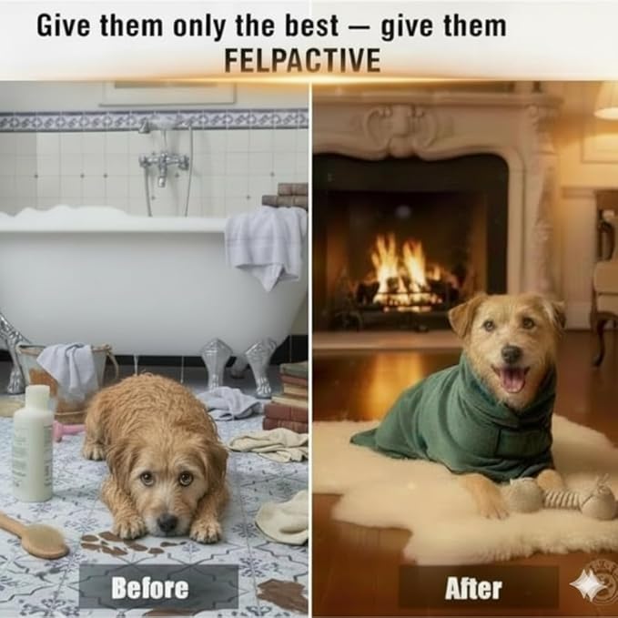 |FELPACTIVE® Premium Dog Drying Robe | Sizes S - XXXL | Quick-Drying Super Absorbent Double-Layer Microfiber | Soft & Snug Fit | Includes Luxury Gift Box + EBOOK | Dog Bath Robe, Pet Warming Bathrobe