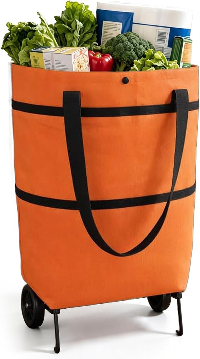 Outdoor Shopping Cart Bags - Compact Rolling Carrier, Utility Tote | Heavy Duty Rolling Tote - Compact Shopping Cart Bag, Portable Carrier for Market Travel Laundry Camping Pet Storage