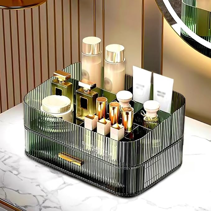 Makeup Organizer with Stackable Drawers, Bathroom Counter Organizer. | Drawers Can be Stacked, Cosmetic Display Case, Ideal for Make Up, Skincare, Perfume; Suitable for Dresser Top, Vanity