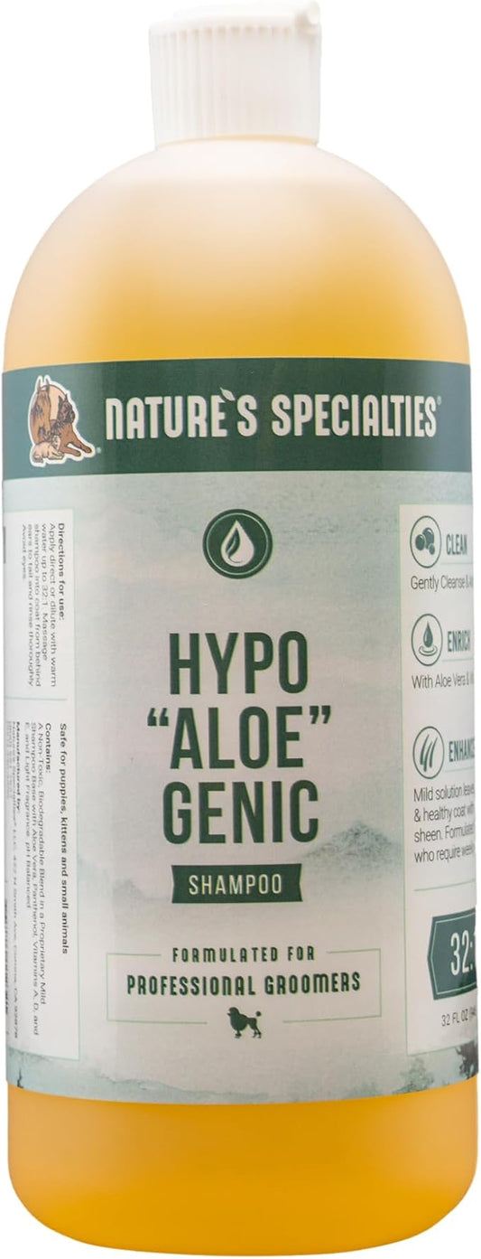 Nature's Specialties Hypoallergenic Ultra Concentrated Aloe Dog Shampoo for Pets, Makes up to 8 Gallons, Natural Choice for Professional Groomers, for Sensitive Skin, Made in USA, 32 oz