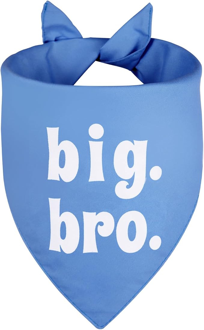 Big Brother Dog Bandana Blue Large 1PCS, Adjustable Triangle Scarf | Pregnancy Announecment, New Baby for Family.