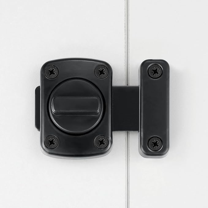 3 Set Black Rotate Bolt Gate Latches,Zinc Alloy Rotary Switch Cabinet Lock | Slide Bolt Latches Lock,Pet Door Lock, for Drawer,Storage Box,Cabinets,Locker, Closet,Pet Cage,Wine Cabinet,Protect Privacy