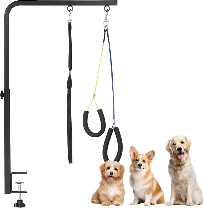 Adjustable Pet Grooming Arm with Clamp for Small & Medium Large Dogs,29" | Dog Grooming Arm,Grooming Loop & No Sit Haunch Holder Dog Grooming Station with Clamp for Home Use,Nail Trimming & Drying