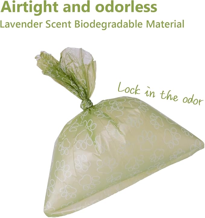 Poop Bags Rolls 256 Count - 9x13 Inches Green Thickened Leakproof Lavender scent Poo Bags for Dogs, Eco-Friendly Pet Waste Bags for Walking,Travel,Home