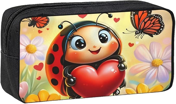 Insects Large Pencil Case, Durable Pen Bag Zipper Organizer Pouch for Office Travel for Women Men