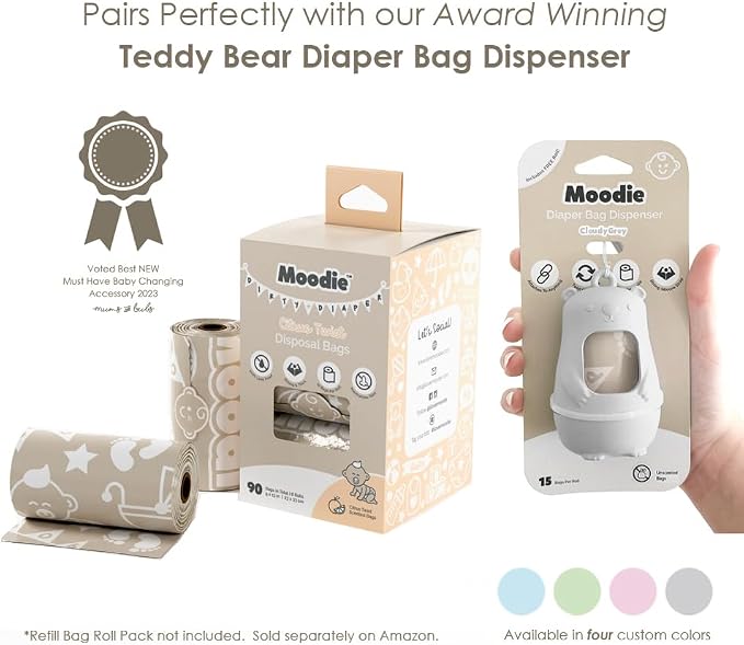 CITRUS SCENTED Disposable Diaper Bags (90 BAGS) | Leak Proof, Travel-Friendly Refill Rolls (6 Rolls, 9 x 13in) | Baby Poop Bags