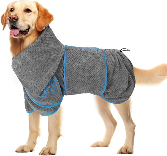 AUTOWT Dog Bathrobe Towel - Super Absorbent Dog Drying Coat, Warming Bath Robes for After Bath Shower Swim Walk for Small Medium Large Dogs Cats Pet