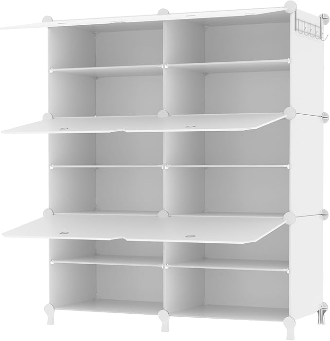 AWTATOS 6 Tiers Shoe Rack Organizer, 24 Pair Shoe Storage Cabinet, White | DIY Stackbale Plastic Shoe Organizer Shelves for Closet Entryway Hallway Bedroom