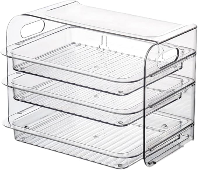 Side Dish Rack Multi Layer Food Prep Tray Vegetable Storage Plate with Pull Out Shelves and Portable Handle in PET Material Suitable for Home Events P, White 3 Layer