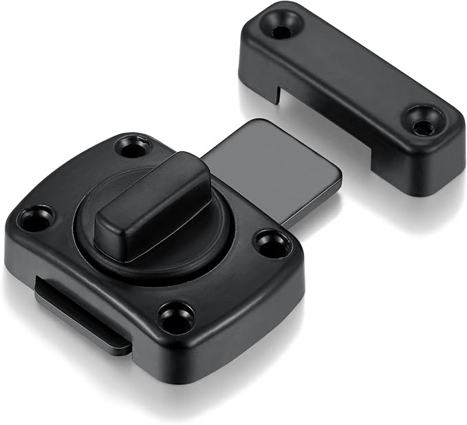 Black Rotate Bolt Gate Latches,Zinc Alloy Rotary Switch Cabinet Lock | Slide Bolt Latches Lock,Pet Door Lock, for Drawer,Storage Box,Cabinets,Locker, Closet,Pet Cage,Wine Cabinet,Protect Privacy
