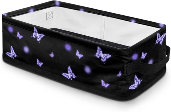 Purple Butterfly Toilet Paper Storage Basket for Back of Toilet Tanks, Decorative Modern Toilet Roll Storage Basket Bathroom Basket for Bedroom Living Room Countertop