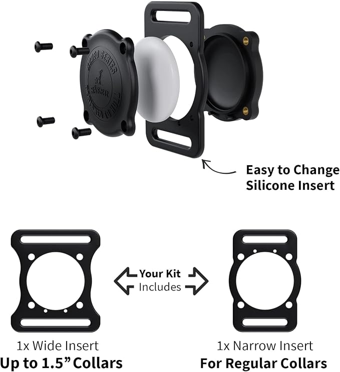 SÄKER - 2 Pack IP68 Waterproof The Safest Dog Collar Holder Compatible with Apple AirTag, Dustproof, Durable, Fits Up to 1.5" Collars | Will Not Damage Your Collar | Perfect Way to GPS Track Your Dog