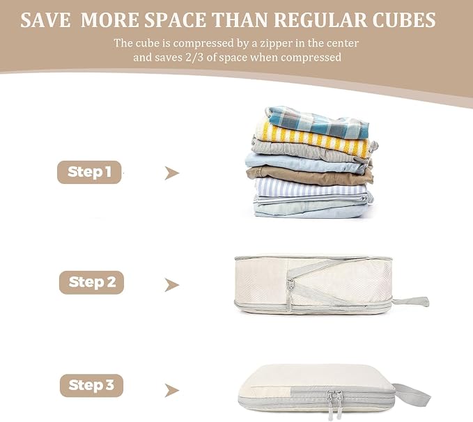 LANSKLBD 6/8 Set Packing Cubes for Suitcases Travel Luggage Packing Organizers,Travel Accessories Essentials Luggage Organizer with Shoe/Tioletry/Laundry Bag (Beige, 4 set)
