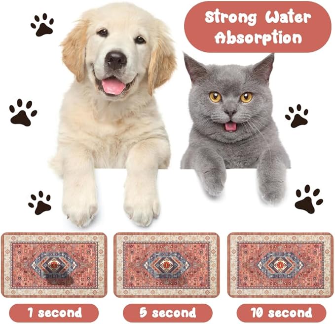 Dog Food Mats for Floors Waterproof, Pet Water Bowl Mats Pet Feeding Absorbent Placemats 12 * 20 inch