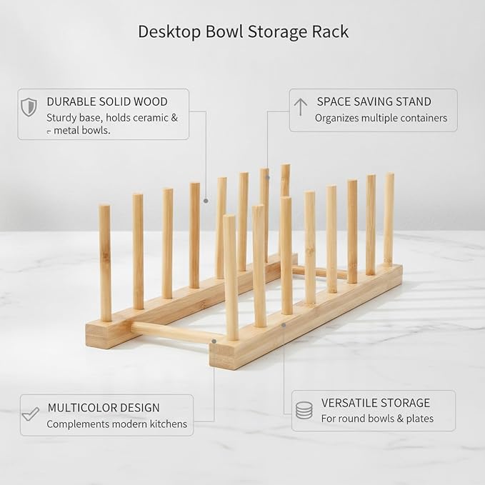 Organize Round Pet Bowls Vertically with This Compact Desktop Storage Rack, Multicolor PET Stand for Feeding Areas