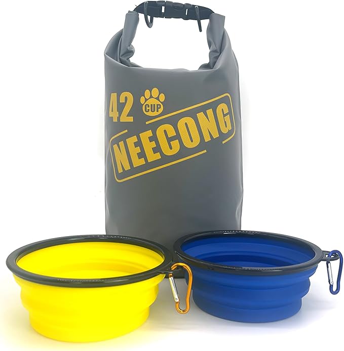 Dog Food Travel Bag With Collapsible Travel Big Bowls(800ml), 42 Cup Dog Food Storage System for Camping, Daily -10L Dog Food Dry Bag