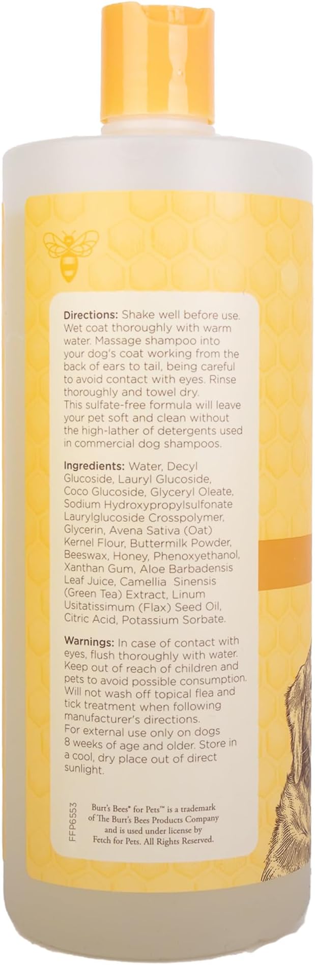 Burt’s Bees for Pets Oatmeal Dog Shampoo with Honey, Soothing Dog Shampoo for Itchy and Sensitive Skin, pH Balanced Formula That Gently Cleans and Moisturizes Dog Coats, 32 Fl Oz
