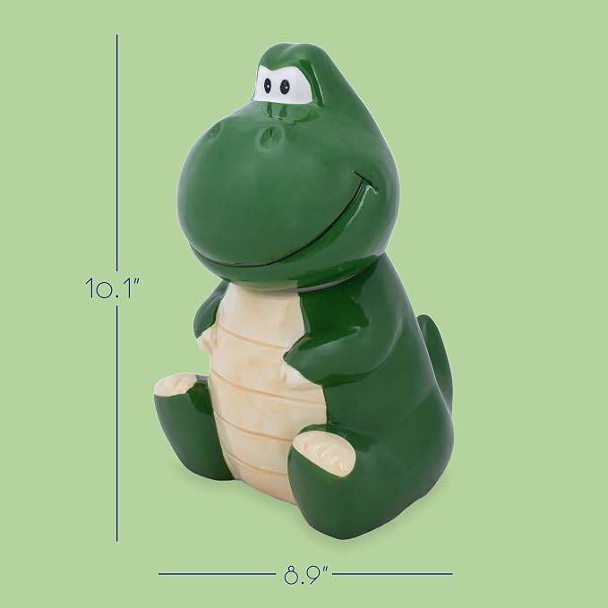 Dolomite Ceramic 10.1 x 8.9 Everyday Cookie & Candy Jar with Airtight Lid: Perfect for Kitchen Canisters, Pet Treat Containers & Decorative Storage, Tyrannosaurus Rex Dinosaur
