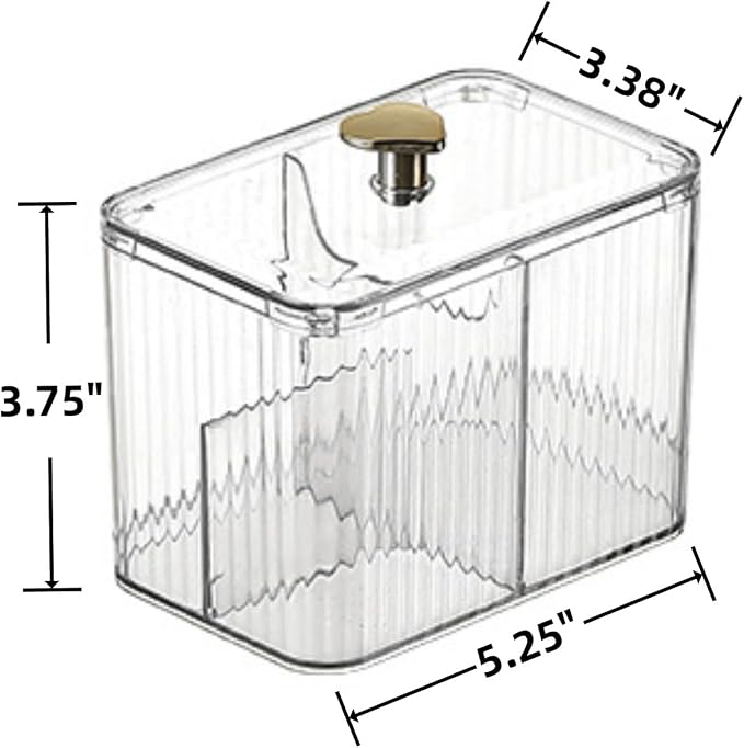 Cotton Swab Holder Cotton Pad Holder with 3 Compartments Clear Bathroom Vanity Storage Organizer