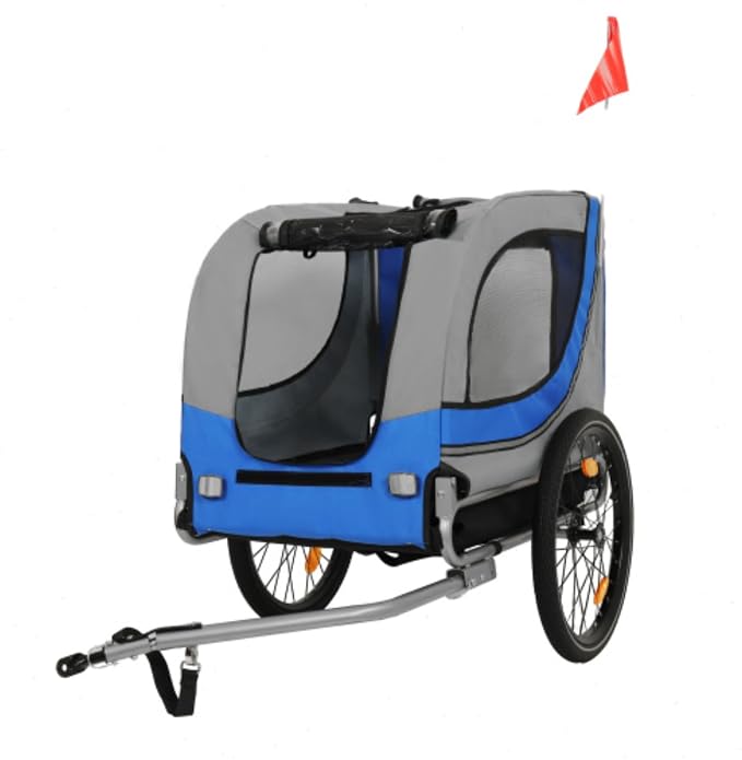 Large Folding Bike Trailer for Dogs – 66LB Capacity All-Terrain Pet Carrier, Durable Steel Frame for Cycling, Jogging, Camping & Outdoor Adventures