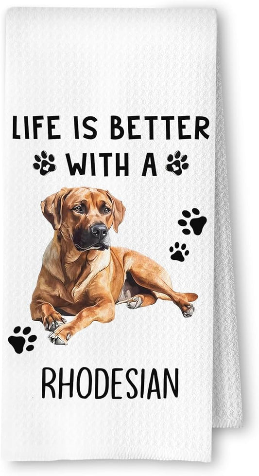 Rhodesian Ridgeback Gifts Kitchen Towels, Ridgeback Dog Lover Gifts Dish Tea Towels for Kitchen Decor, Dog Mom Dad Gift Decorative Hand Towel for Bathroom, 16x24 Inches