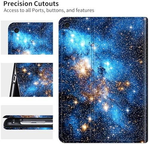 Case for Samsung Galaxy Tab A8 10.5" 2022 Model (SM-X200/X205/X207) | Slim Leather Smart Cover with Multi-Angle Anti-Slip Stand [Auto Wake/Sleep] Shell for Women Men - Blue Galaxy