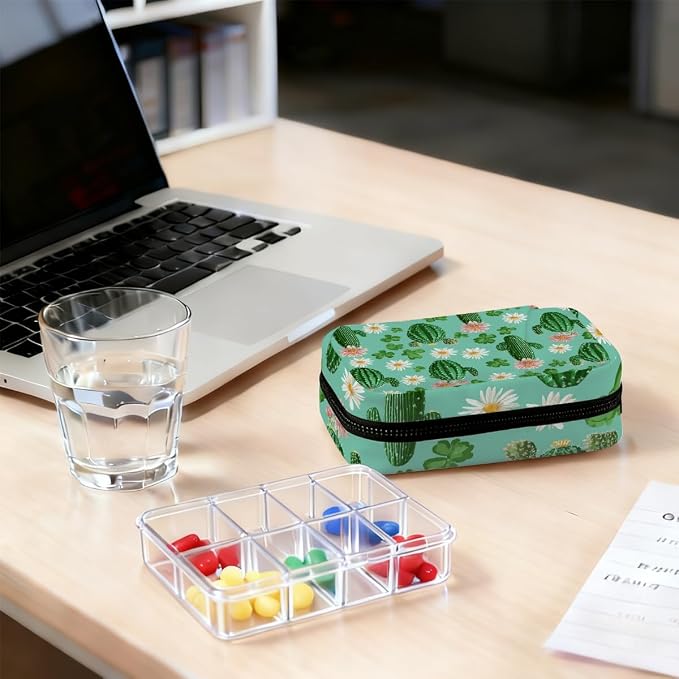 Travel Pill Organizer Cactus Flower Small Pill Case