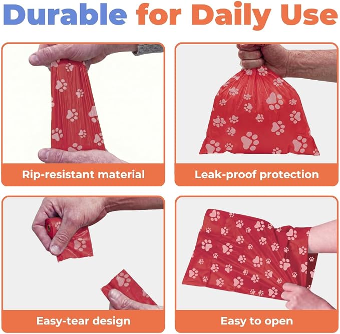 Best Pet Supplies Poop Bags for Dogs - Red, 150 Count | Scented, Leak-proof, Easy-Tear perforations, 15 Thick Bags per roll, Outdoor Walking & Travel, Fits Standard Holders