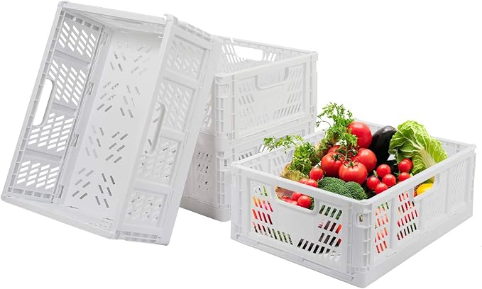 Phyllia 4 PC Baskets Plastic for Shelf Home Kitchen Storage Bin Organizer, Stackable Container Crate for Bedroom Bathroom Office Clothes Beauty(White, 13.3x10.2x5.1)