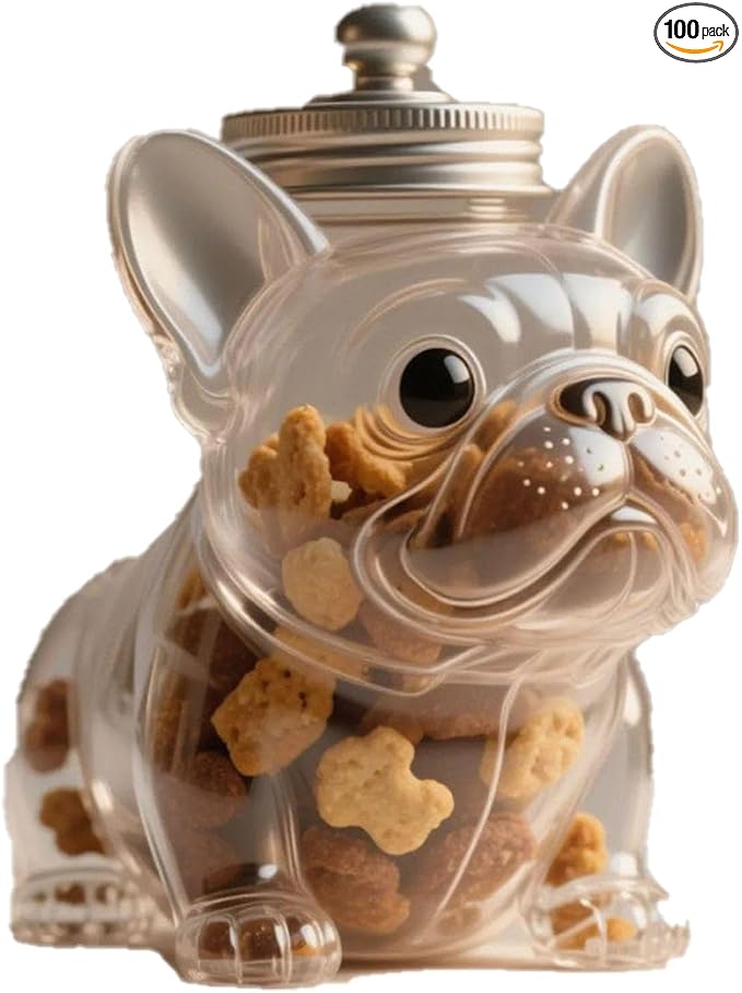 Chihuahua Candy Jar,Cute Airtight Dog Snack Container for Cookies, Clear Airtight Decorative Food Storage Container, Cookies, Candies, Coffee Pods,Pet Lovers Gifts (Fadou style)