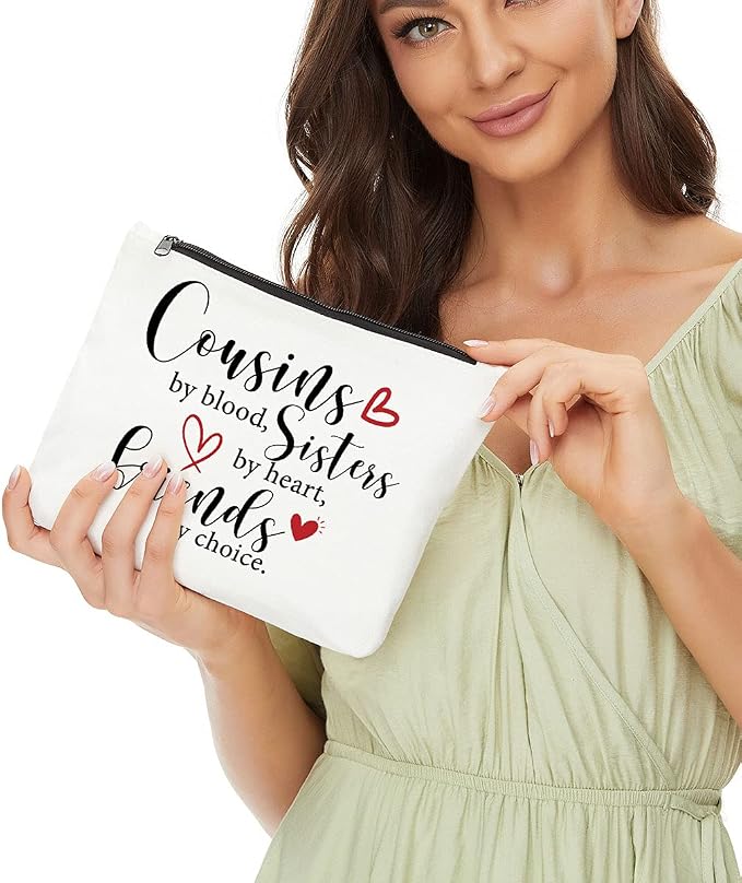 Cousin Gifts Makeup Bag Friends Gifts Cosmetic Bag Travel Toiletry Pouch | Hanksgiving Christmas Graduation Wedding Friendship Birthday Gifts for Women Girls Sisters Cousin Family Cosmetic Pouch