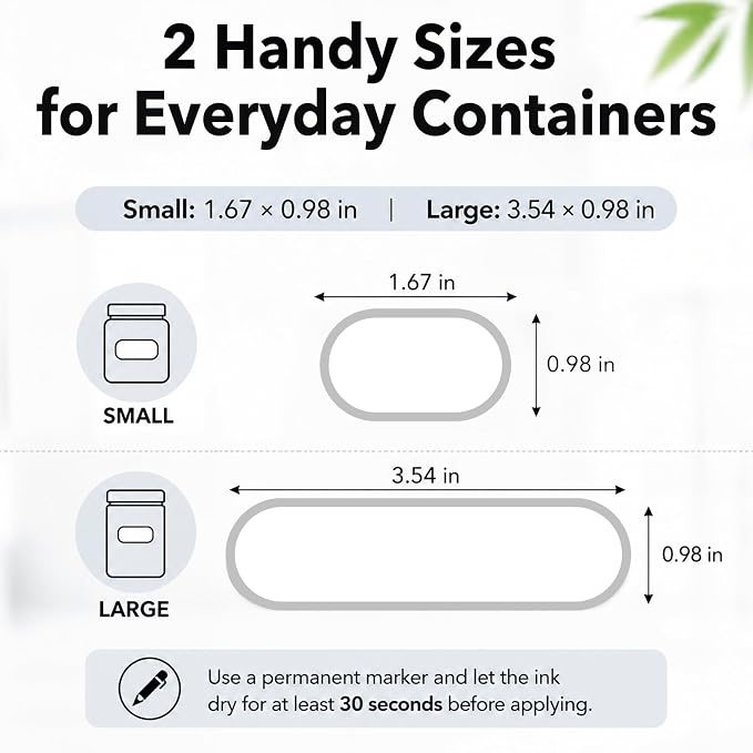 Waterproof Kitchen Labels for OXO POP Containers, 64-Pack, 2 Sizes | Removable Writable Food Storage Stickers, Tear-Resistant Pantry Organization Decals for Plastic and Glass Jars