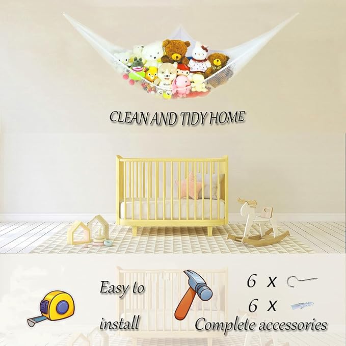 85x63x63 in Jumbo Stuffed Animal Hammock Corner Toy Teddy Bear Hammock Net Stuffed Animal Storage Net! (2Pack)