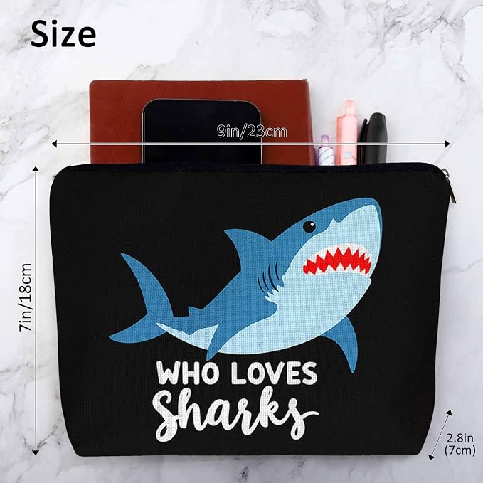 Shark Cosmetic Bags For Women, Sea Animal Sharks Who Loves Shark Roomy Makeup Bag Toiletry Bag Accessories Organizer Storage Bags Makeup Pouch For Travel Business Gym Camping Bathroom
