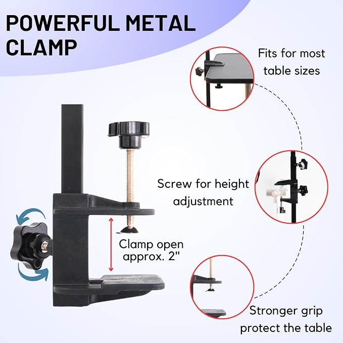 Dog Grooming Arm with Clamp & Pet Grooming Table Accessories - Adjustable Foldable Height 20"-35" with No-Sit Holder, Grooming Restraint for Small, Medium Dogs at Home or Salon