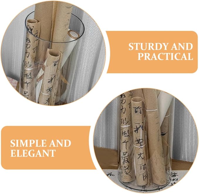SEWACC Plastic Cylinder Storage Organizer for Calligraphy Works and Paintings, Versatile Pet Art Supply Container with Simple Elegant Design, for Home and Office Use