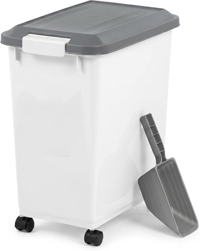 Airtight Pet Food Storage Container 30 lbs – Large Stackable Bin for Dog & Cat Dry Kibble, with Scoop, Freshness Seal, Durable Plastic, Ideal for Pantry & Kitchen